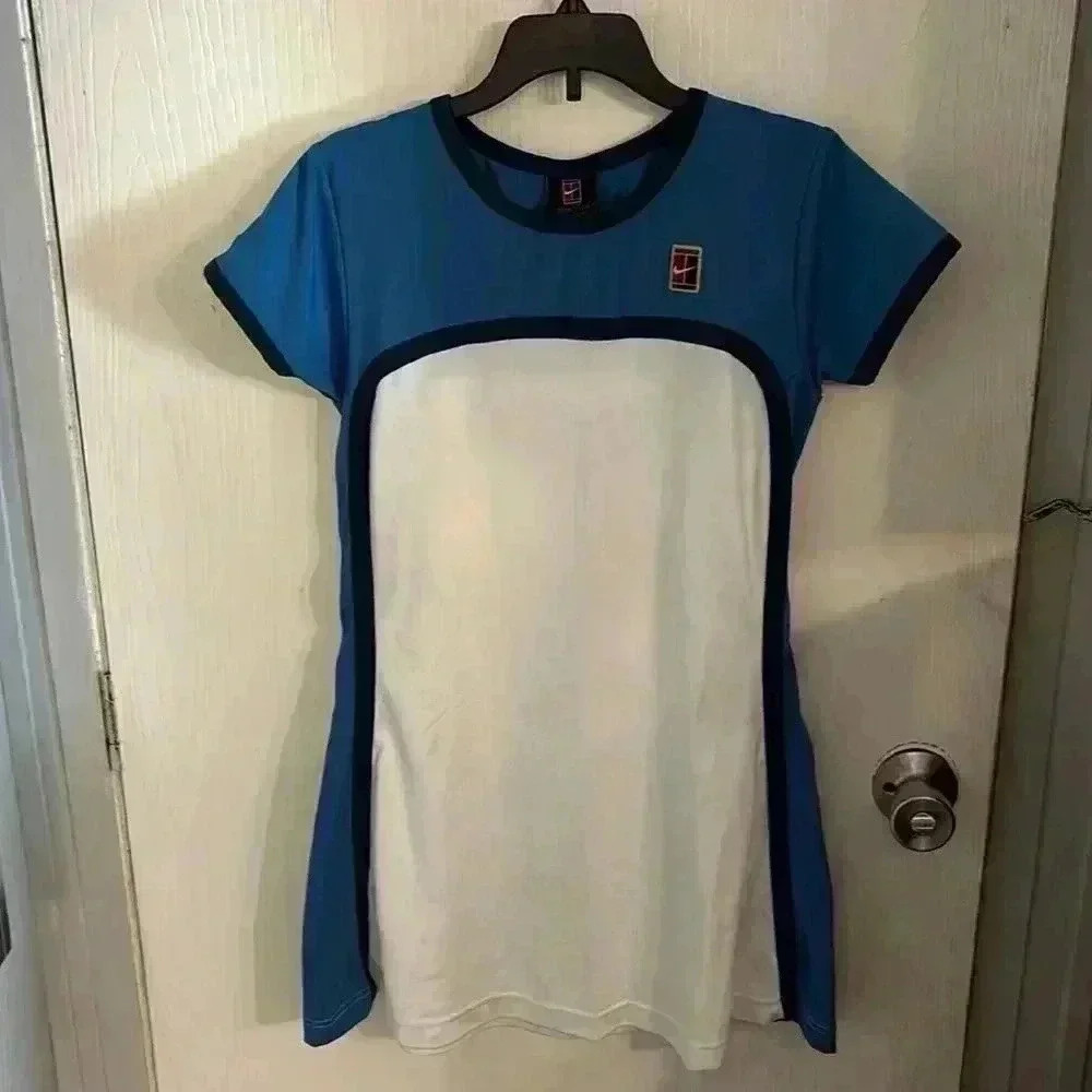 VTG 90s  Women’s Nike Dri-Fit Tennis Dress Small White/Blue Colorway~PRISTINE